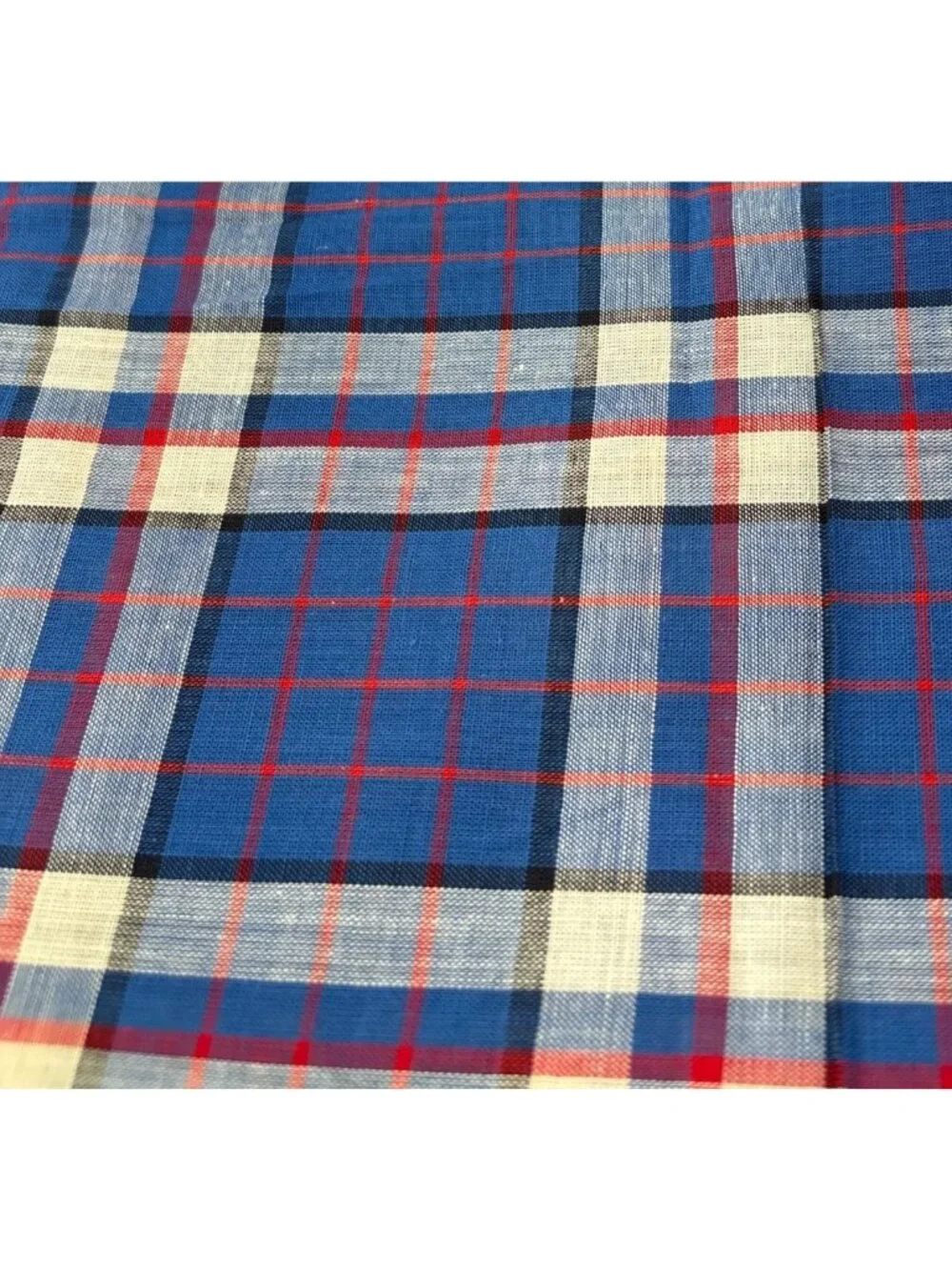 Blue Plaid Cotton Fabric 1/2 yard x 36